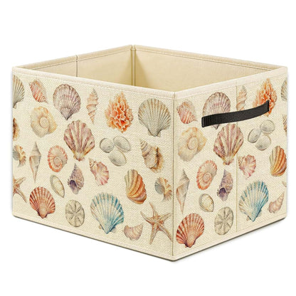 Otouo Coastal Seashell Storage Bin for Toys, Books, and Nursery Organization