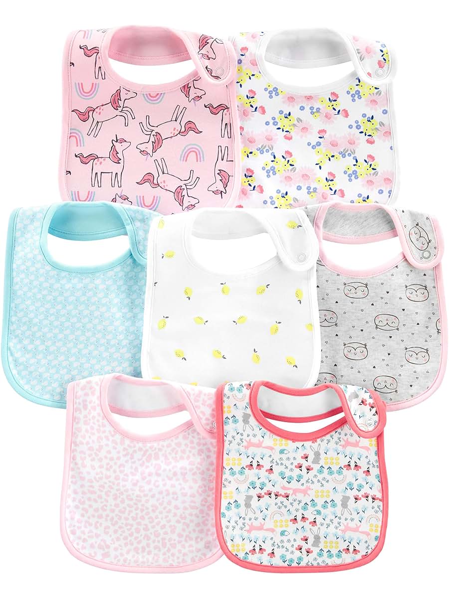 Carter's Simple Joys Baby Girls' 7-Pack Teething Bibs