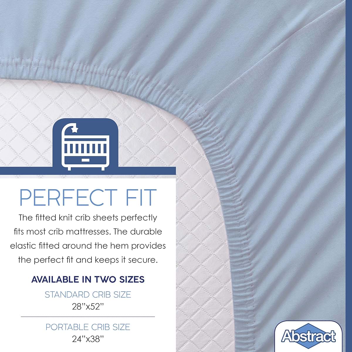 Abstract Baby Solid Jersey Knit Fitted Crib Sheet (28" x 52", Blue) (photo 3)