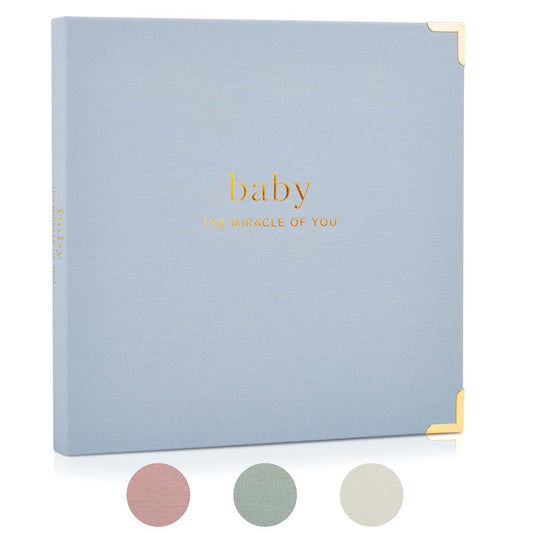 Keepsake Baby Memory Book Photo Album, Linen Hard Cover, 8.66 x 8.66 Inches