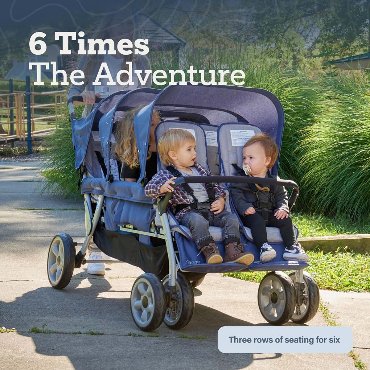 Gaggle Jamboree 6 Seat Foldable Multi-Child Stroller, Black