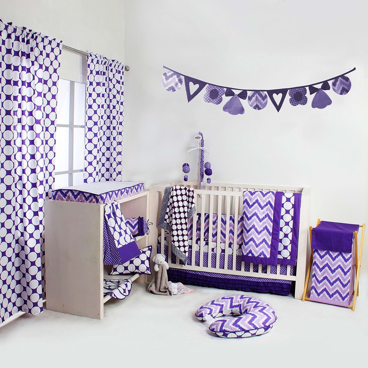 Bacati Mix N Match Ikat Zigzag Chevron Nursery Storage Changing Table Storage Runner Purple (photo 2)