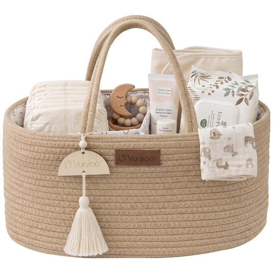 Yunioo Baby Diaper Caddy Organizer, Portable Nursery Storage Basket with Sturdy Handle Diaper Caddy Basket, Car Caddy