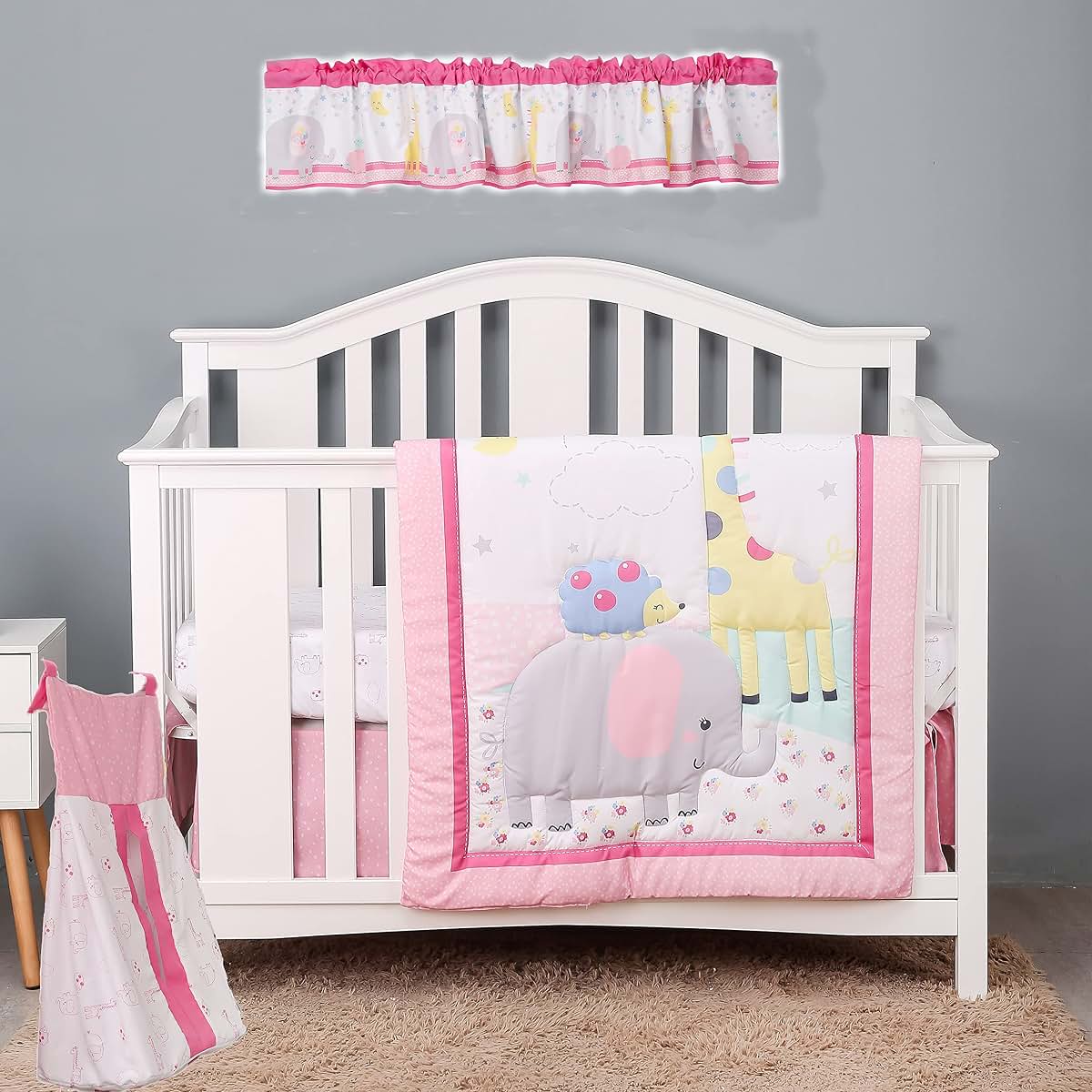 CribMATE 1 PCs Pink Birds Elephant Crib Diaper Stacker Storage Organizer (photo 2)