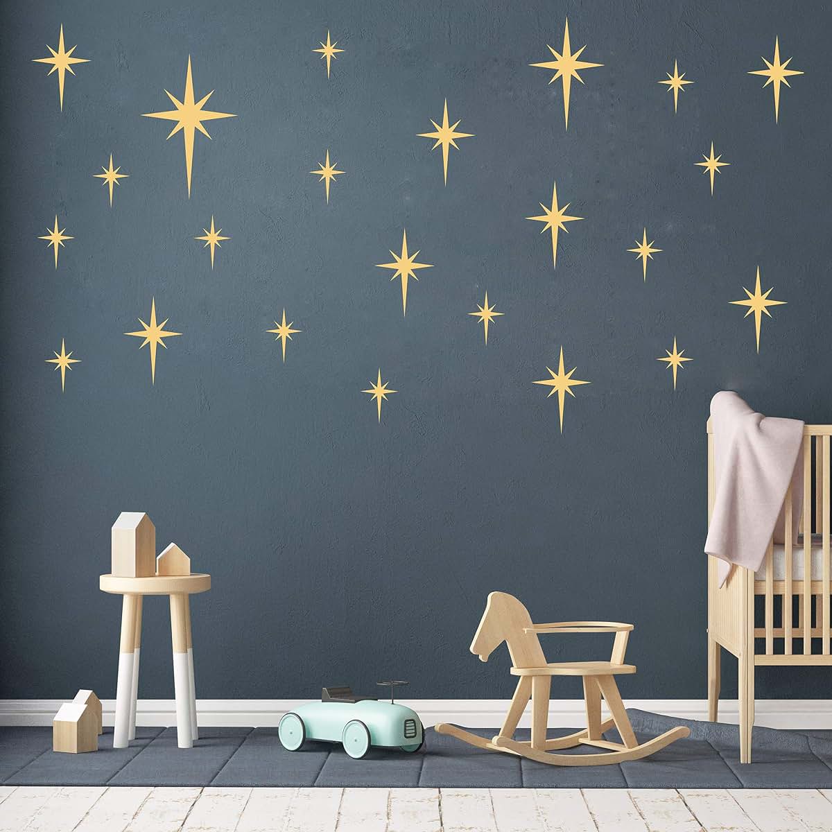 GESTYZ Retro Star Vinyl Wall Decals Matte Gold Nursery Decor