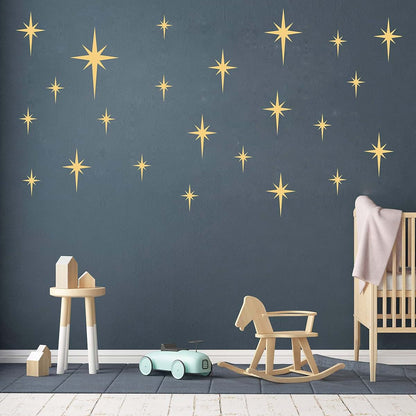 GESTYZ Retro Star Vinyl Wall Decals Matte Gold Nursery Decor