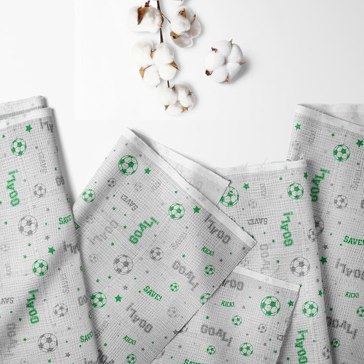Bacati Sports Cotton Muslin Crib Fitted Sheet, 2-Pack, Green/Grey Soccer