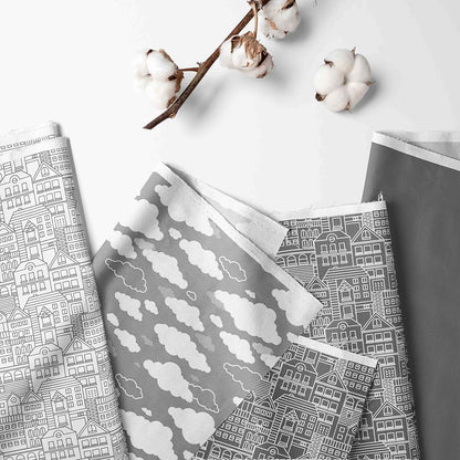 Bacati Small Storage Tote In Clouds In The City White/Grey (photo 2)