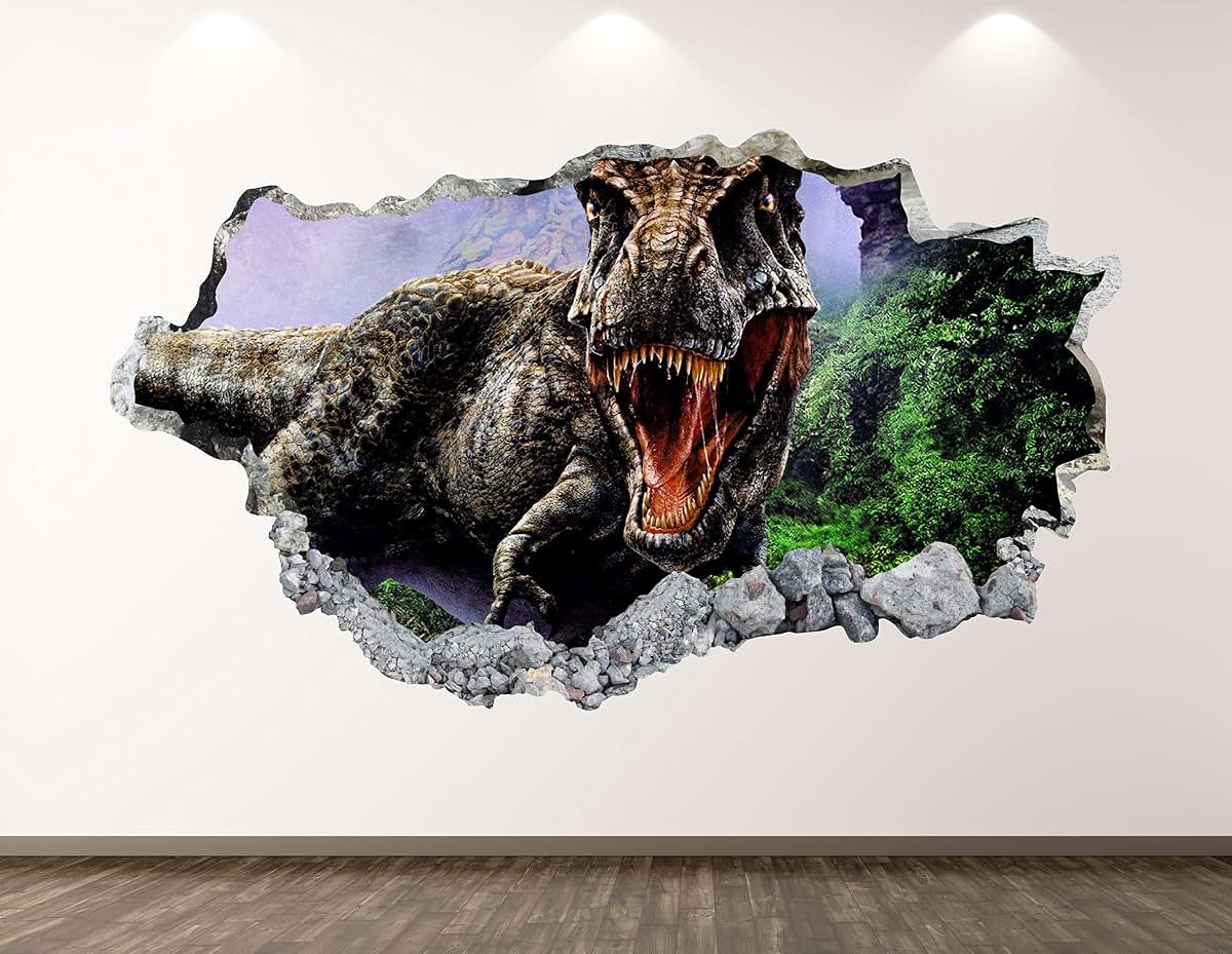 West Mountain Dinosaur Wall Decal Art Decor 3D Animal Sticker Mural Kids Room Vinyl Custom Gift BL43 (22"W x 14"H)