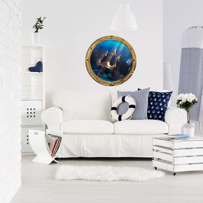 Stickit Graphix King Neptunes Trident Porthole Wall Decal