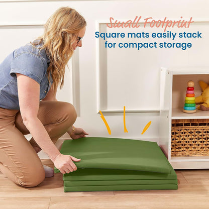ECR4Kids SoftZone Play Patch Activity Mat Squares, Hunter Green 4-Pack