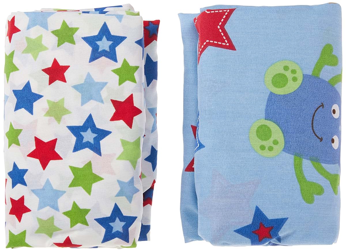 Little Bedding by NoJo Monster Babies 2-Pack Crib Sheet Set, Standard Toddler Mattress