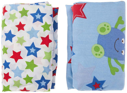 Little Bedding by NoJo Monster Babies 2-Pack Crib Sheet Set, Standard Toddler Mattress