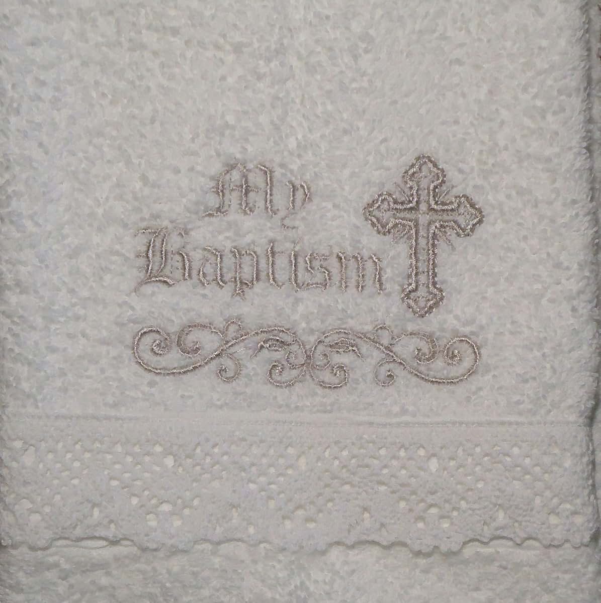 Integrity Designs Baby Baptism Towel With Embroidery And Lace