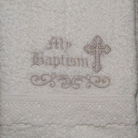 Integrity Designs Baby Baptism Towel With Embroidery And Lace