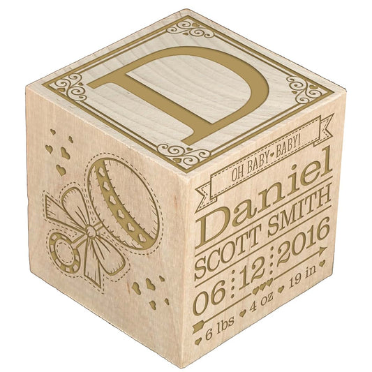 LifeSong Milestones Personalized Wooden Baby Birth Announcement Block