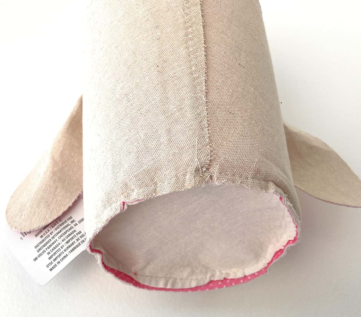 Greenbrier Fabric Bunny Easter Basket In Pink (photo 3)
