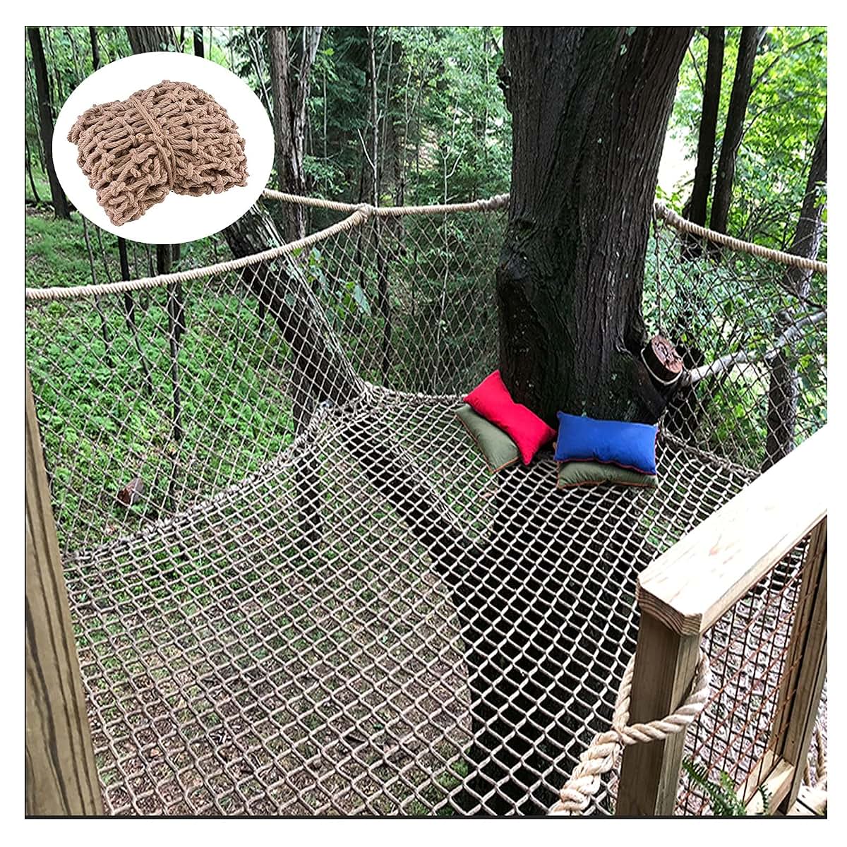 Hynet Rope Net for Kids, Safety Protective Net Heavy Duty Hemp Rope Cargo Net Outdoor Swingset Playground Climbing Net