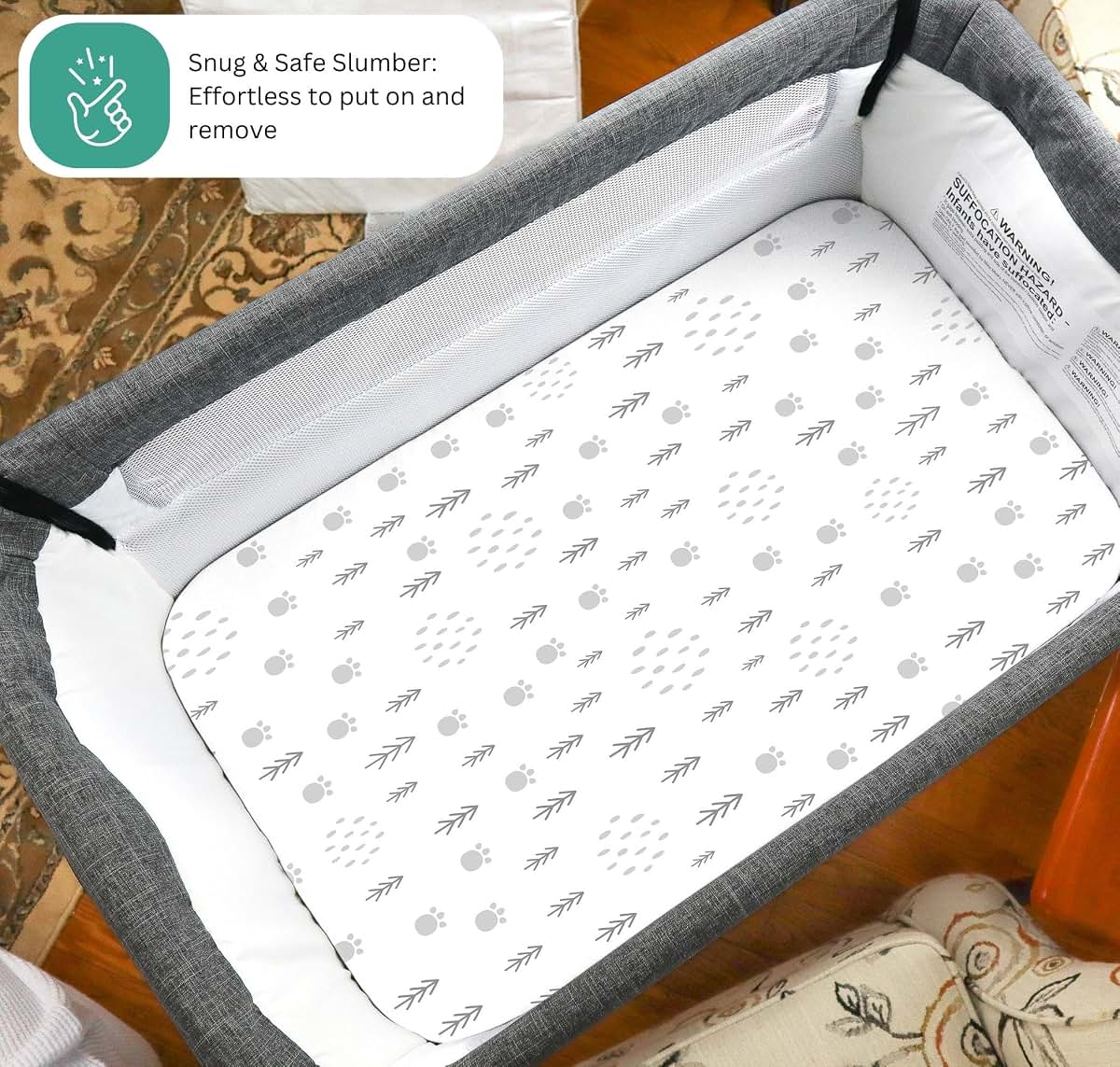 Tansy Panda 3-Pack Bassinet Fitted Sheets For Rectangular Bedside Sleepers (photo 3)