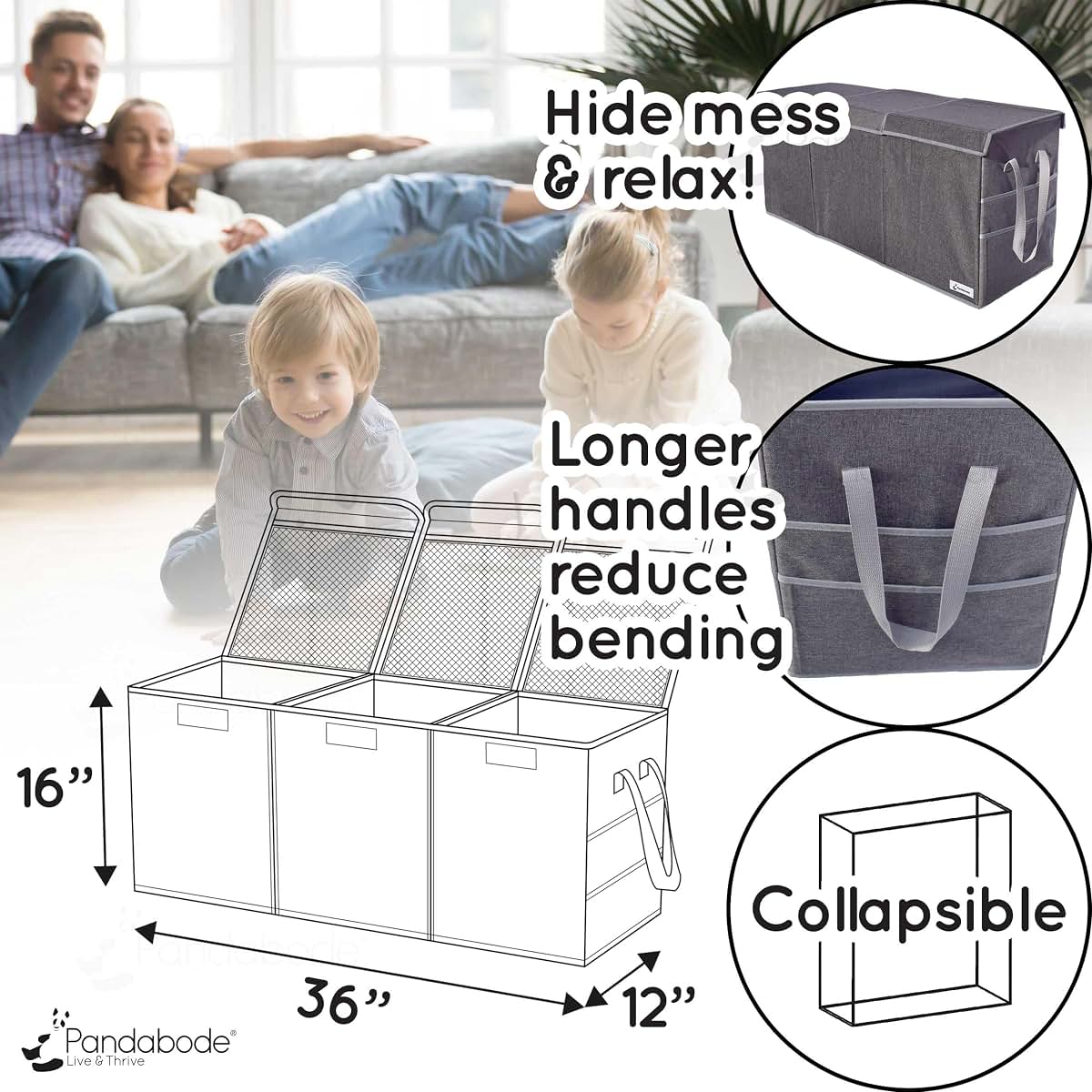Pandabode Extra Large Toy Box and Storage Organizer with Pockets (photo 4)