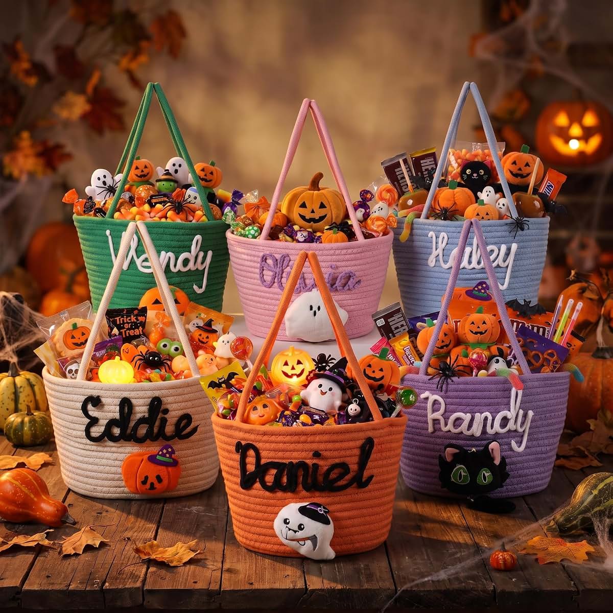 Feayuso Personalized Halloween Basket for Kids
