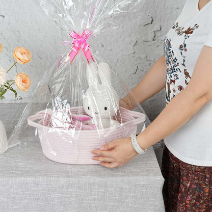 JUNBOLE Baby Gifts Basket Empty With Gifts Bag and Bow 12"x8"x5" to Fill Easter Birthday Small Woven Cotton Rope Baby (photo 3)