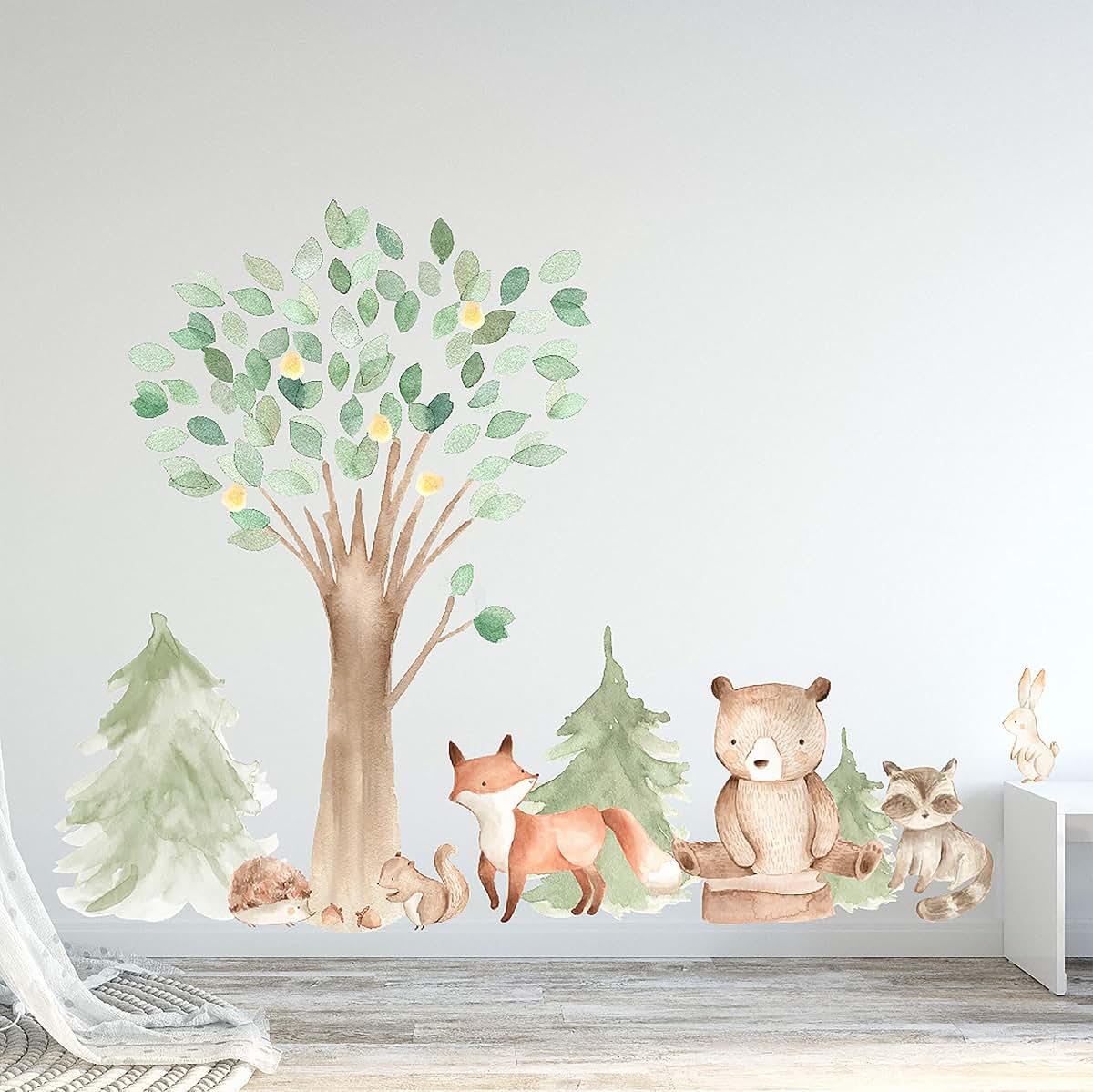 Innovative Stencils Woodland Watercolor Wall Decal With Animal Creatures
