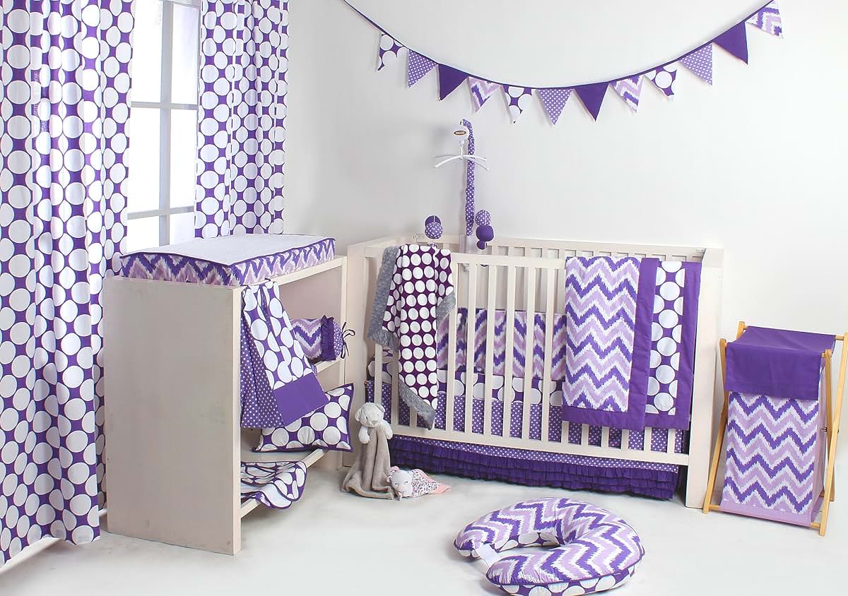 Bacati Mix N Match Zigzag Hamper In Purple (photo 2)