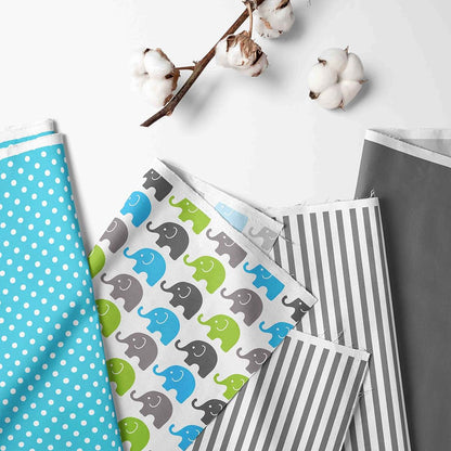 Bacati - Elephants Aqua/Lime/Gray Neck Roll Decorative Pillow (photo 2)