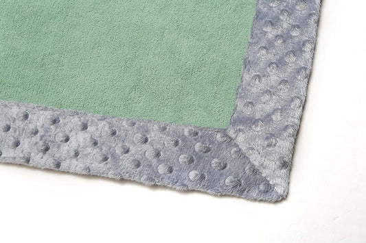 Bacati Solid Center Plush Blanket (Mint/Grey Border) (photo 2)