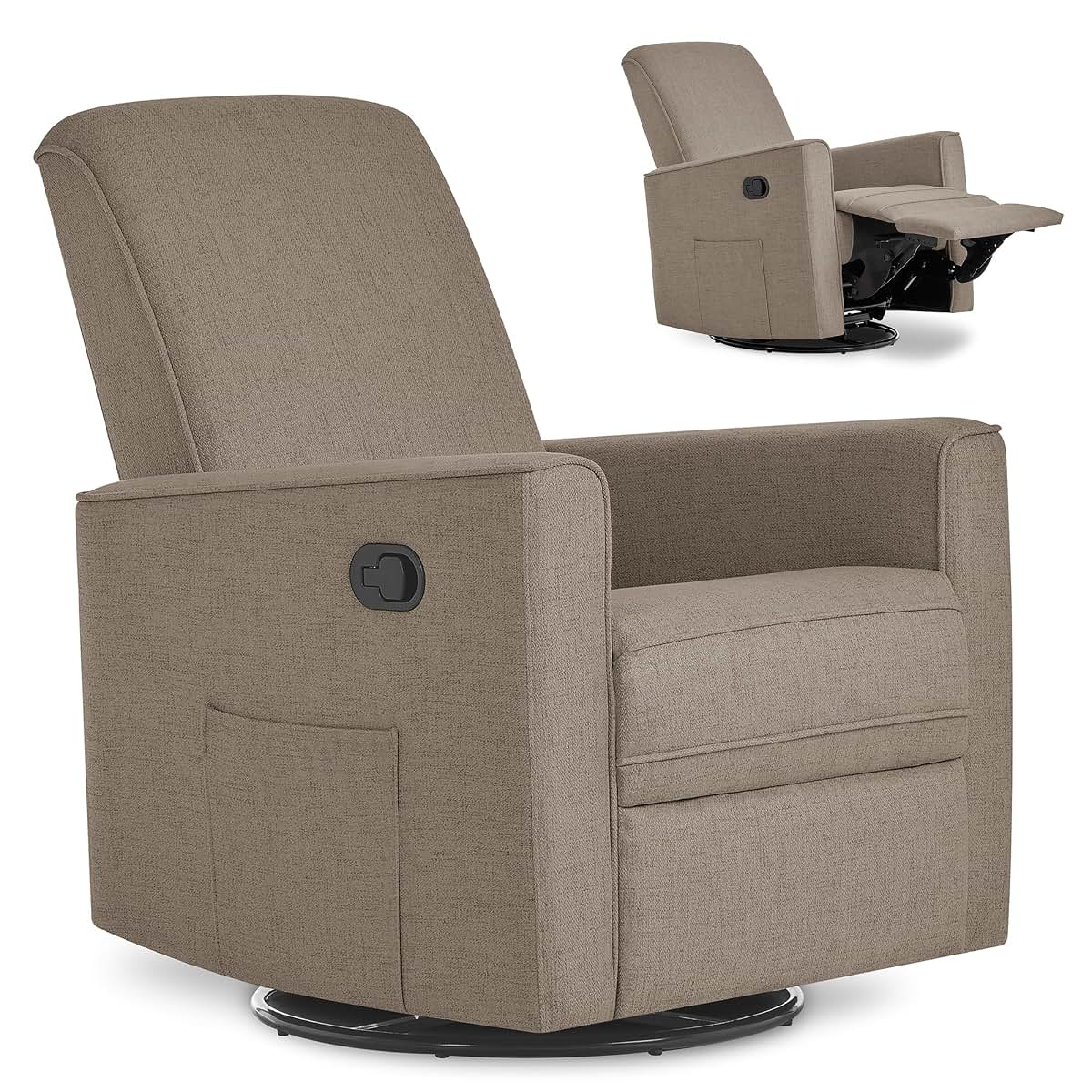 Evolur Raleigh Plus Nursery Glider Recliner, GREENGUARD Gold, Light Truffle