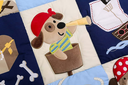 CribMATE 3 PC Navy Blue Bear Pirates Theme Nursery Crib Bedding Set (photo 3)