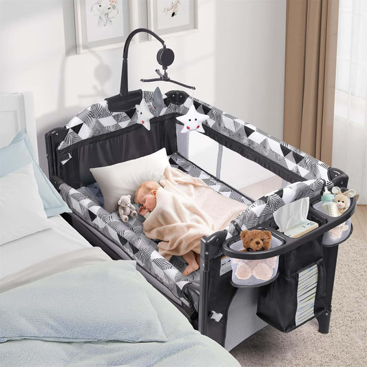 Xilingol 5-in-1 Baby Bassinet Bedside Sleeper with Changing Table and Carry Bag