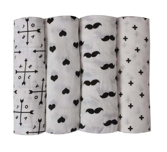 Bacati Love Multipurpose Muslin Squares 4-Pack