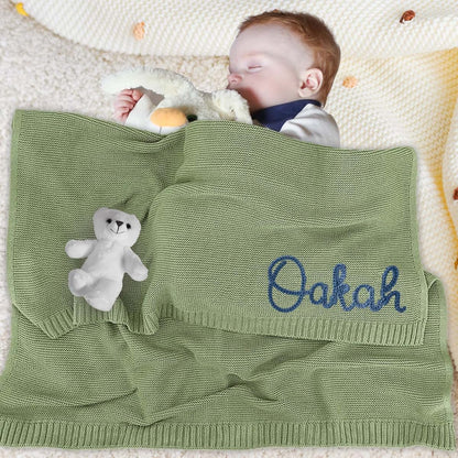 BabyOneStop Personalized Hand Embroidered Knit Baby Blanket