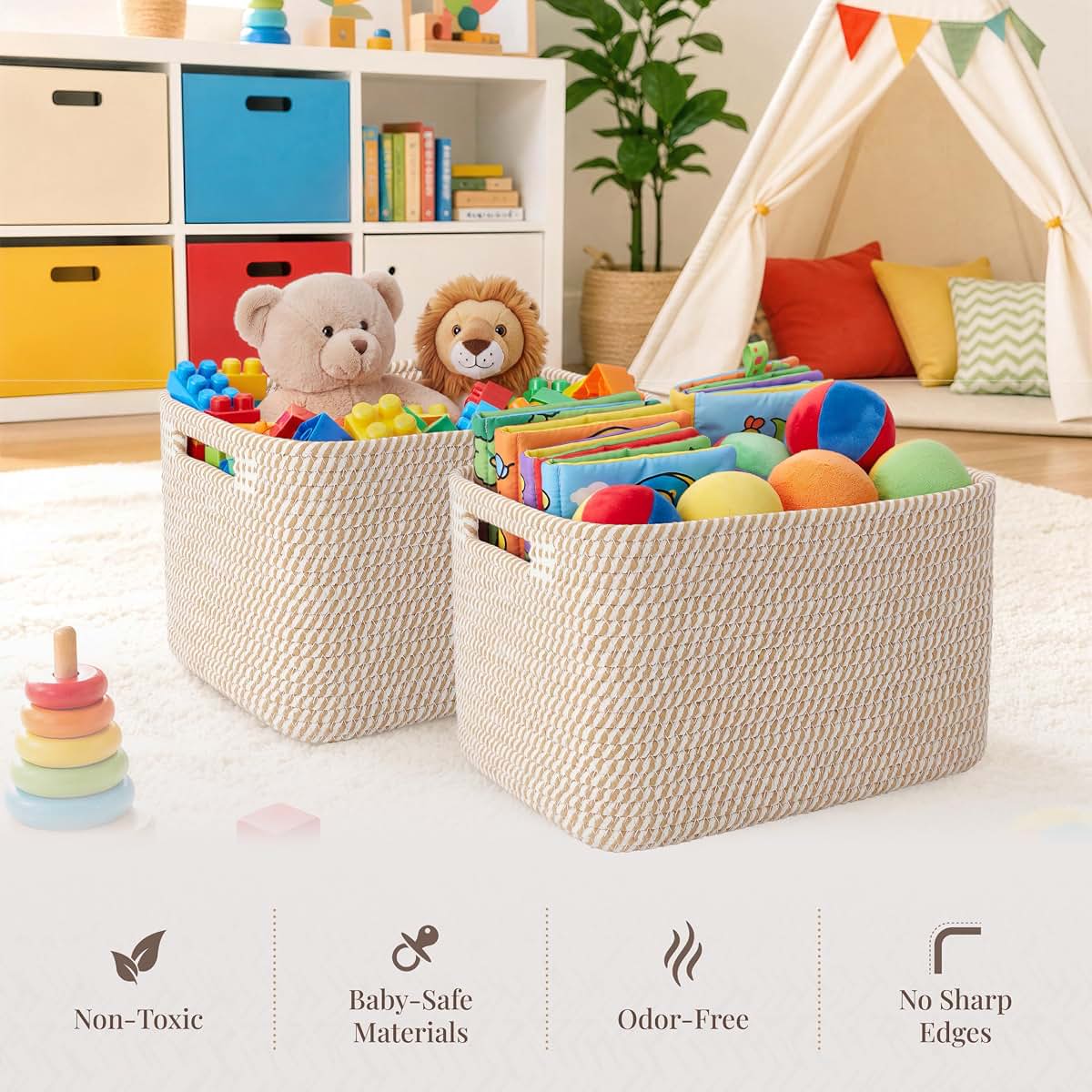 Vireth Haus 5 Pack Storage Baskets For Organizing Khaki (photo 4)
