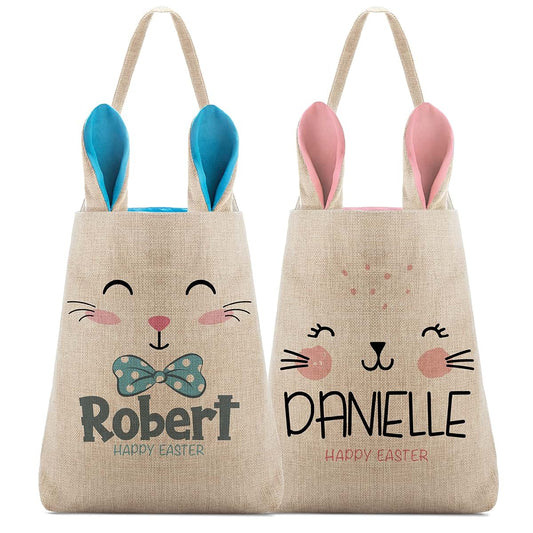 Personalized Favors Set Of 2 Easter Totes With Name And Bunny Ears