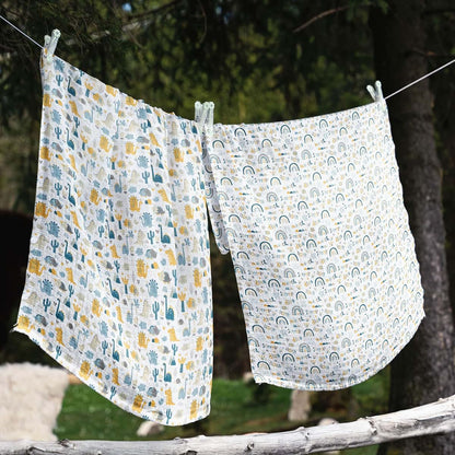 Bacati - Muslin Swaddle Blanket for Boys, Baby Receiving Blanket, Newborn Gift, Baby Shower Item, Wearable Swaddling (photo 2)