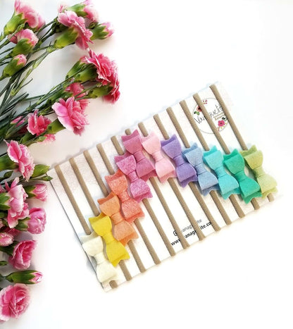 Vanaguelite Baby Bows And Headbands - Set Of 12 Mini Rainbow Bows (photo 2)