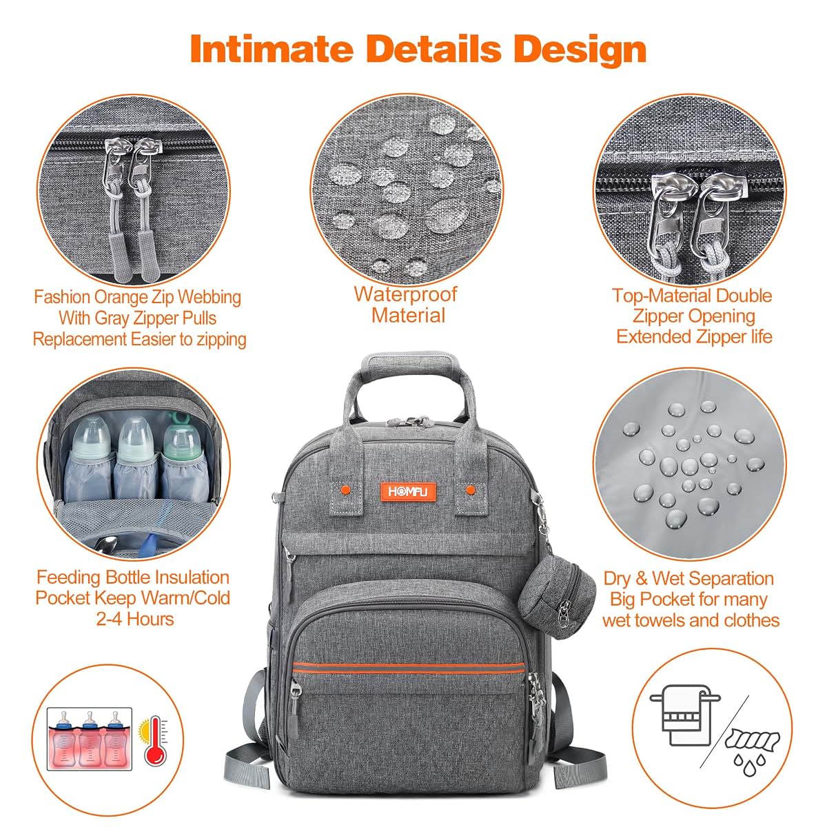 Homfu Multifunctional Diaper Backpack with Laptop Compartment for Travel