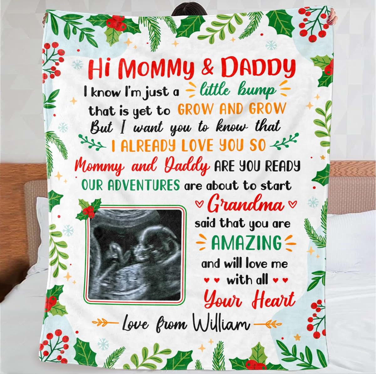 46Custom Personalized Baby Sonogram Fleece Sherpa Blanket