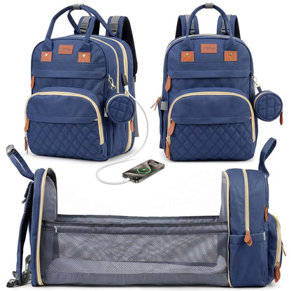 LillyNaps Diaper Bag Backpack with Changing Station | 600D Oxford Waterproof Baby Bag for Mom & Dad | Large Baby Diaper