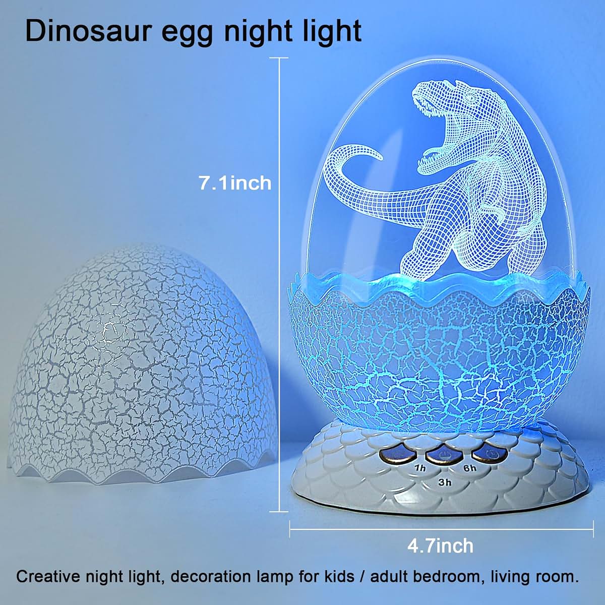 Portable Dinosaur Egg Night Light for Kids Room Decor