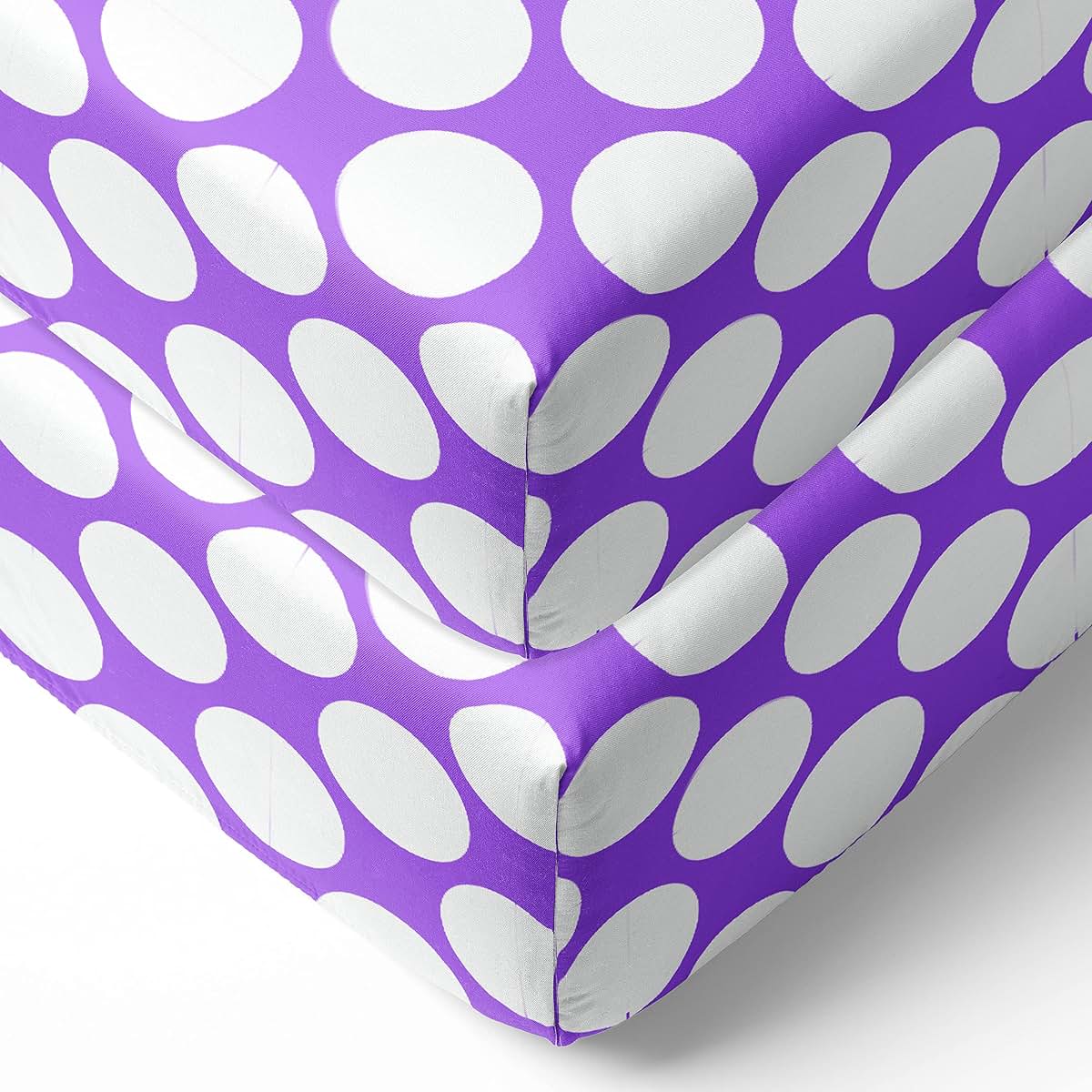 Bacati 2-Pack Large Dots Cotton Percale Fitted Crib Sheets - Purple