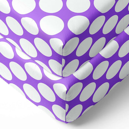 Bacati 2-Pack Large Dots Cotton Percale Fitted Crib Sheets - Purple