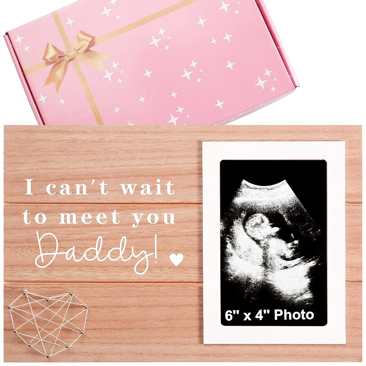 I Can't Wait To Meet You Daddy Photo Frame (4x6 Wood Keepsake)