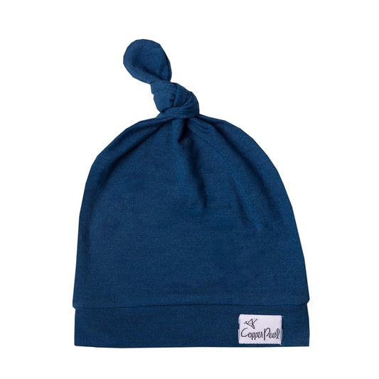 Copper Pearl Top Knot Beanie Hat for Newborns, 0-4 Months