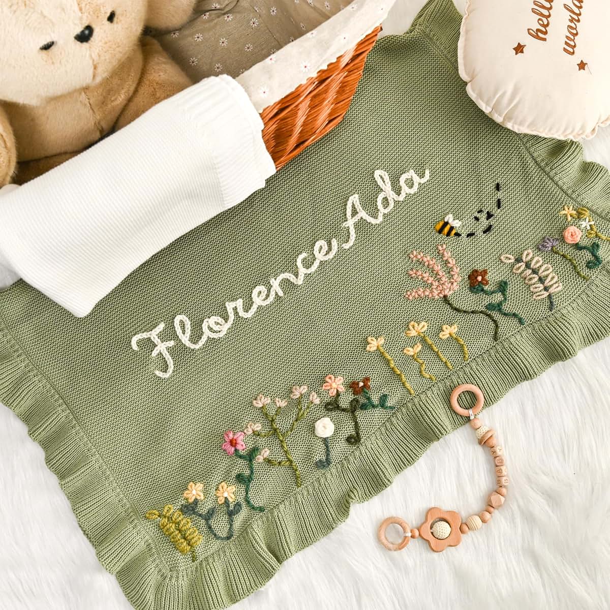 Boozieskoozies Personalized Baby Blanket With Hand Embroidered Name (photo 2)