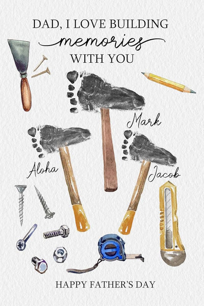 Customunik Personalized Father’s Day Footprint Craft with Kid’s Name Style 2