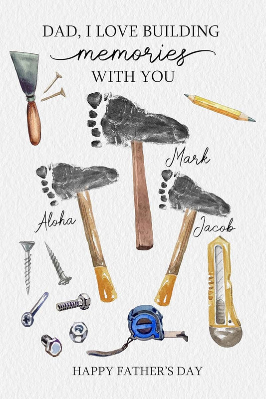 Customunik Personalized Father’s Day Footprint Craft with Kid’s Name Style 2